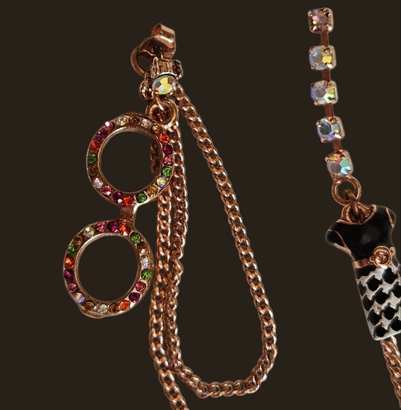 👓💖👗Betsey Mismatched Colorful Eyeglasses Dress Boot Disco Ball Earrings NWOT - Picture 9 of 9